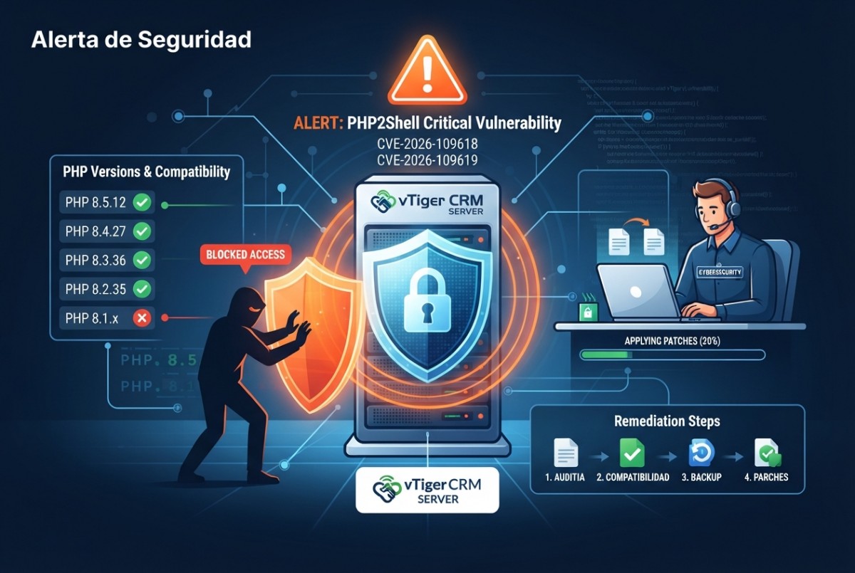 Alerta de seguridad PHP2Shell en servidores vTiger CRM